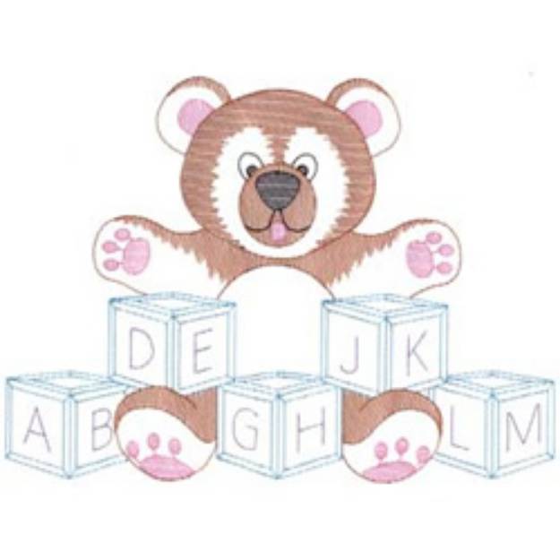 Picture of Teddy And Blocks Machine Embroidery Design