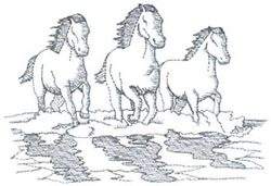 Three Horses Machine Embroidery Design