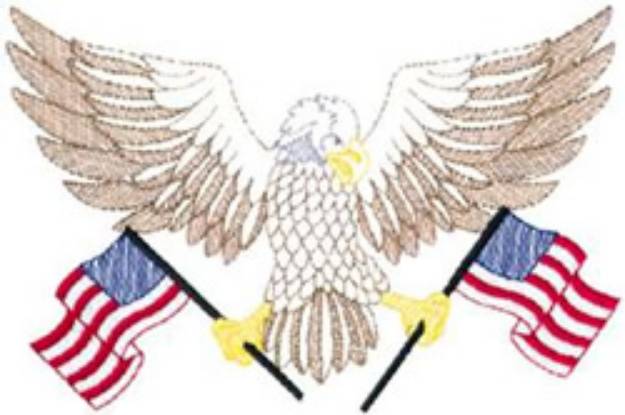 Picture of Eagle With Flags Machine Embroidery Design