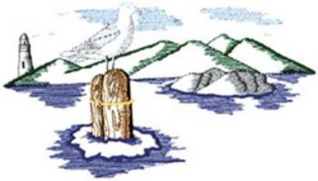 Picture of Perched Seagull Machine Embroidery Design