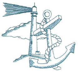 Lighthouse And Anchor Machine Embroidery Design