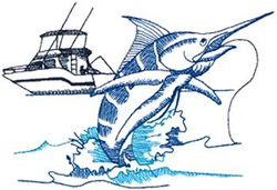 Marlin Fishing Machine Embroidery Design