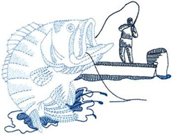 Bass Fishing Machine Embroidery Design