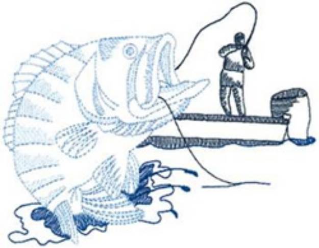 Picture of Bass Fishing Machine Embroidery Design