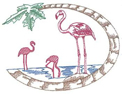 Three Flamingos Machine Embroidery Design
