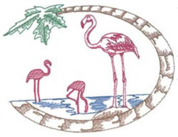 Picture of Three Flamingos Machine Embroidery Design