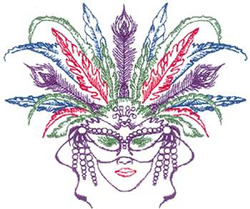 Mardi Gras Lady Machine Embroidery Design