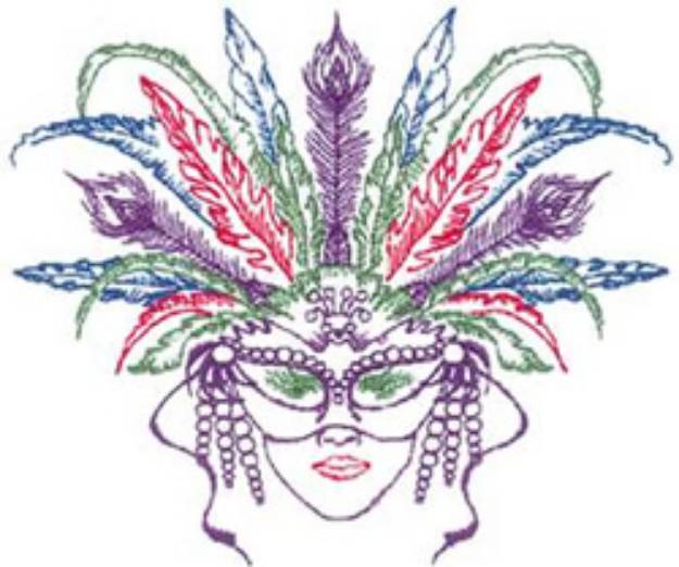 Picture of Mardi Gras Lady Machine Embroidery Design