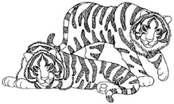Two Tigers Machine Embroidery Design