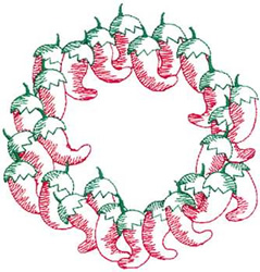 Chili Wreath Machine Embroidery Design