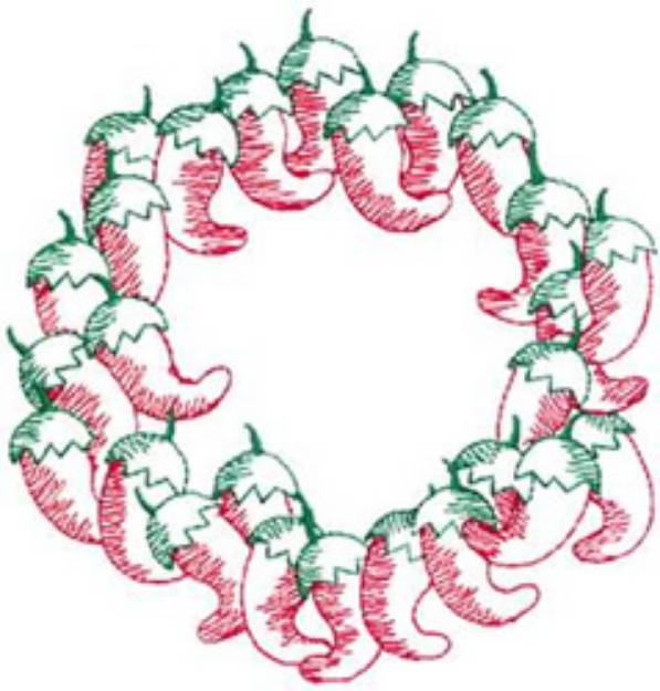 Picture of Chili Wreath Machine Embroidery Design
