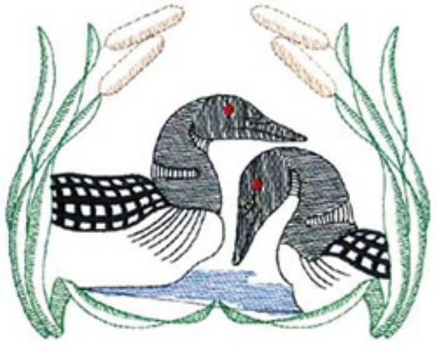 Picture of Two Loon Machine Embroidery Design
