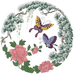 Chinese Butterflies Machine Embroidery Design