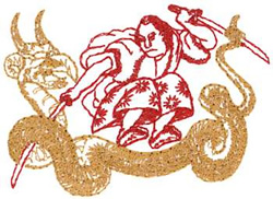 Samurai & Dragon Machine Embroidery Design