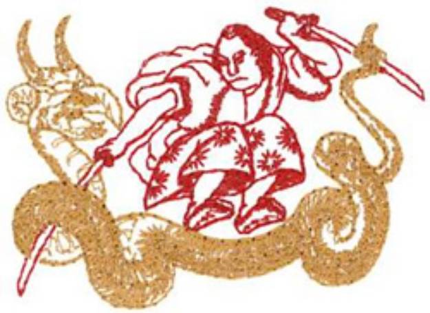 Picture of Samurai & Dragon Machine Embroidery Design