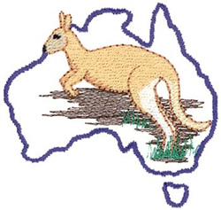 Australia & Kangaroo Machine Embroidery Design