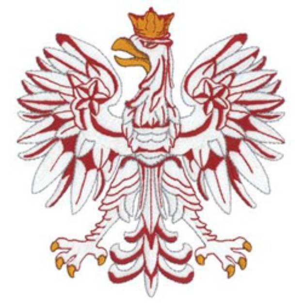Picture of White Polish Eagle Machine Embroidery Design