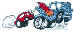 Flaming Tow Truck Machine Embroidery Design