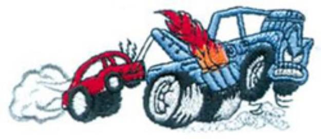 Picture of Flaming Tow Truck Machine Embroidery Design