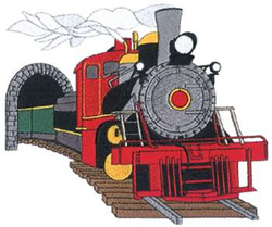Train Scene Machine Embroidery Design