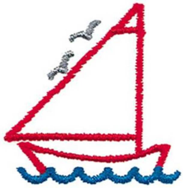 Picture of Little Boat Outline Machine Embroidery Design