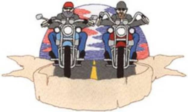 Picture of Motorcycle Scene Machine Embroidery Design