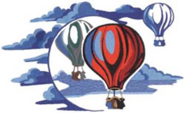 Picture of Hot Air Balloon Scene Machine Embroidery Design