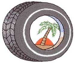 Palm Tree & Tire Machine Embroidery Design