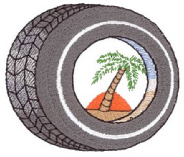 Picture of Palm Tree & Tire Machine Embroidery Design