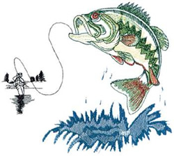 Fish & Fisherman Machine Embroidery Design