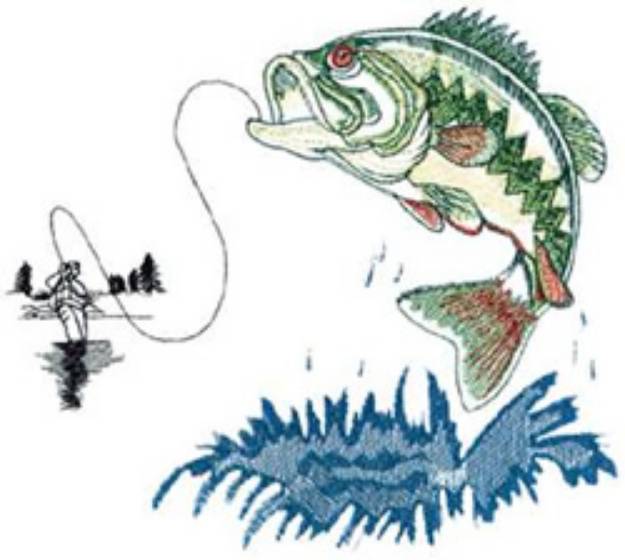 Picture of Fish & Fisherman Machine Embroidery Design