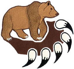 Bear With Paw Print Machine Embroidery Design