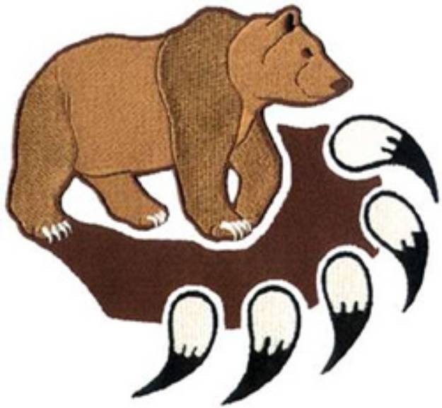 Picture of Bear With Paw Print Machine Embroidery Design