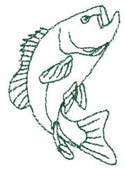 Large Mouth Bass Outline Machine Embroidery Design