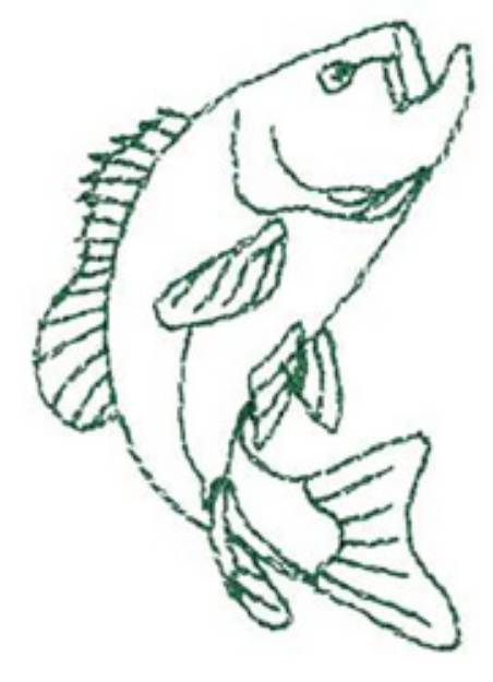 Picture of Large Mouth Bass Outline Machine Embroidery Design