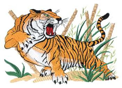 Tiger Scene Machine Embroidery Design