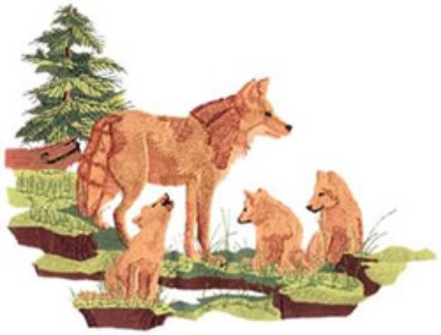 Picture of Wolf Scene Machine Embroidery Design