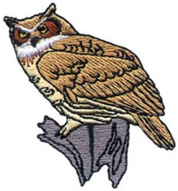 Picture of Horned Owl Machine Embroidery Design