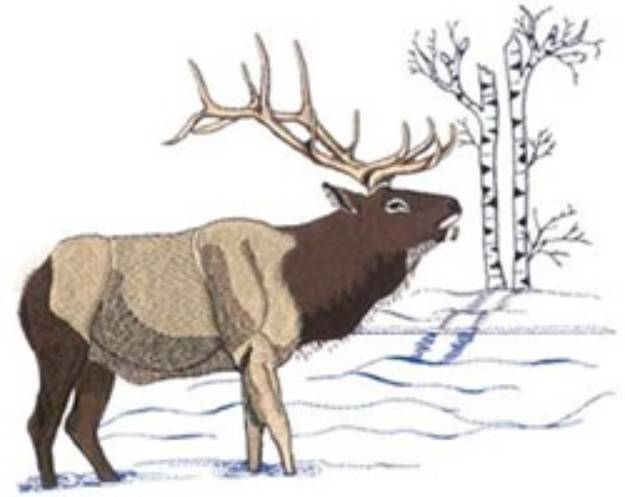 Picture of Elk In Water Machine Embroidery Design