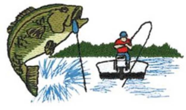 Picture of Bass Fishing Machine Embroidery Design