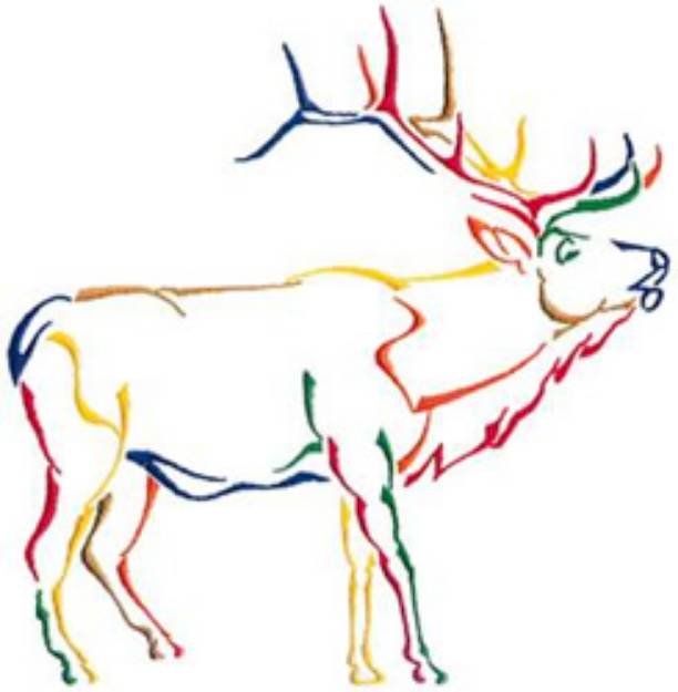 Picture of Colorful Elk Machine Embroidery Design