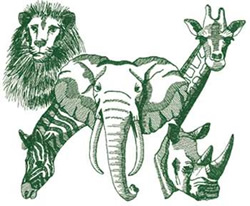 African Animals Collage Machine Embroidery Design