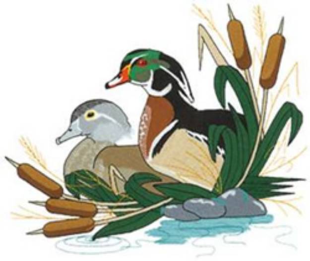 Picture of Wood Ducks Machine Embroidery Design
