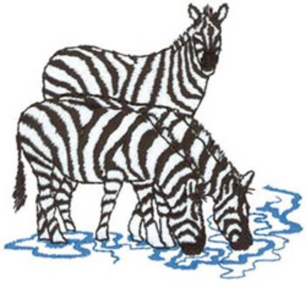 Picture of Zebras In Water Machine Embroidery Design