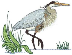 Blue Heron Machine Embroidery Design