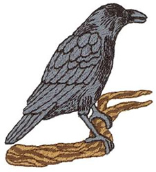 Crow On Branch Machine Embroidery Design