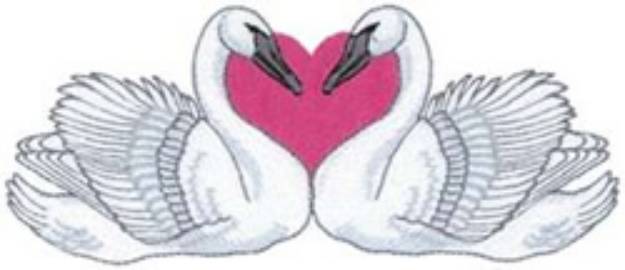 Picture of Swans With Heart Machine Embroidery Design