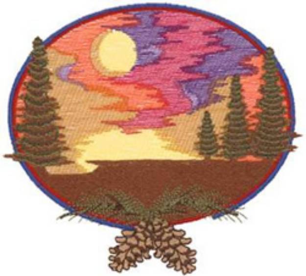 Picture of Pine Tree Scene Machine Embroidery Design