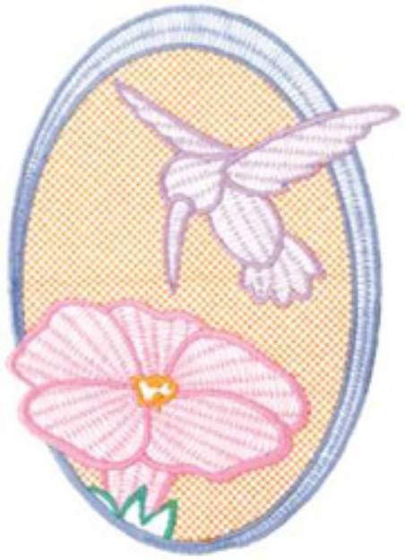 Picture of Hummingbird & Flower Machine Embroidery Design