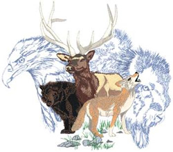 North American Animals Machine Embroidery Design